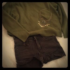 Distressed brown cut off shorts